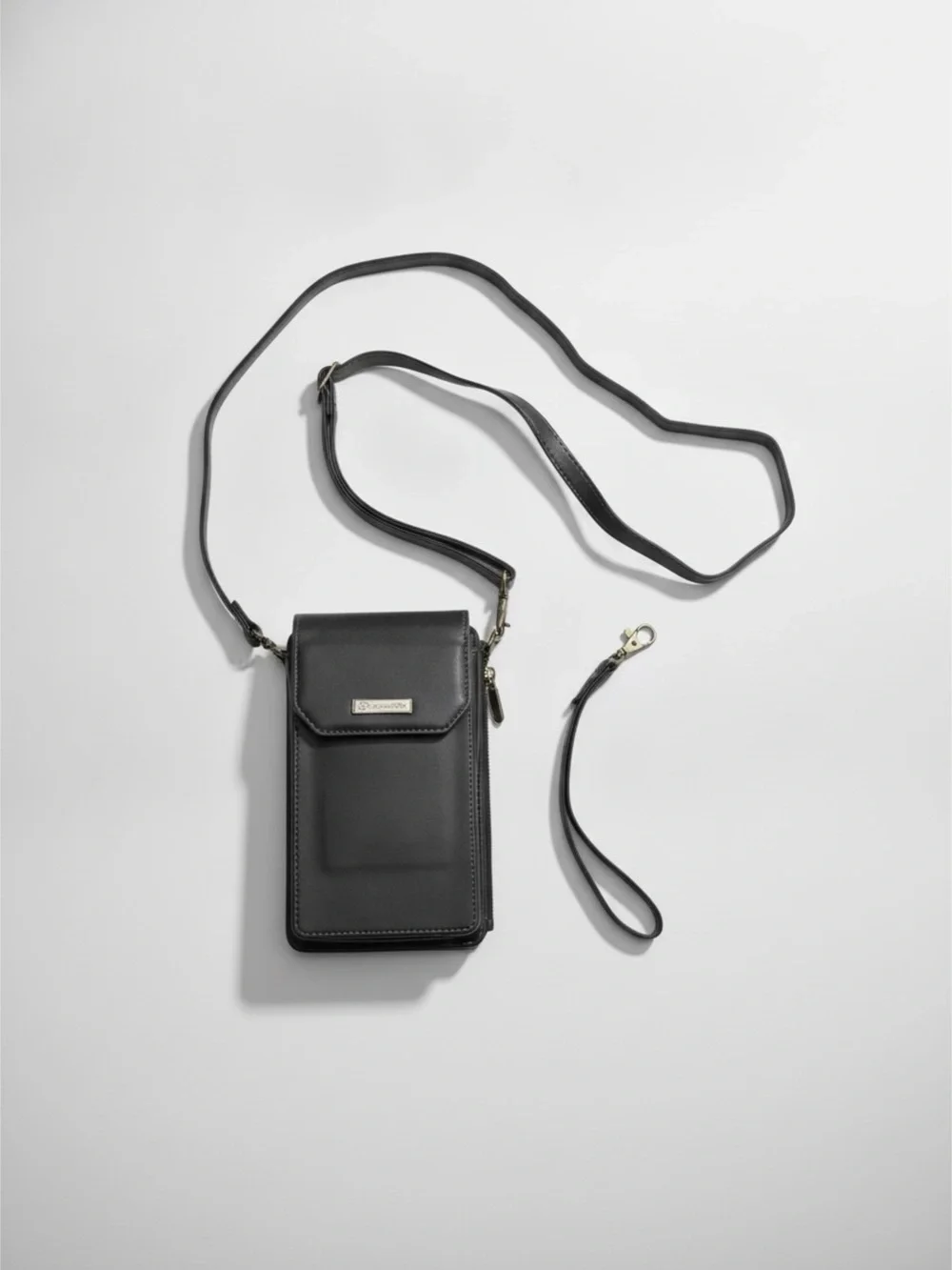 Black Crossbody Phone Bag with Removable Wristlet
